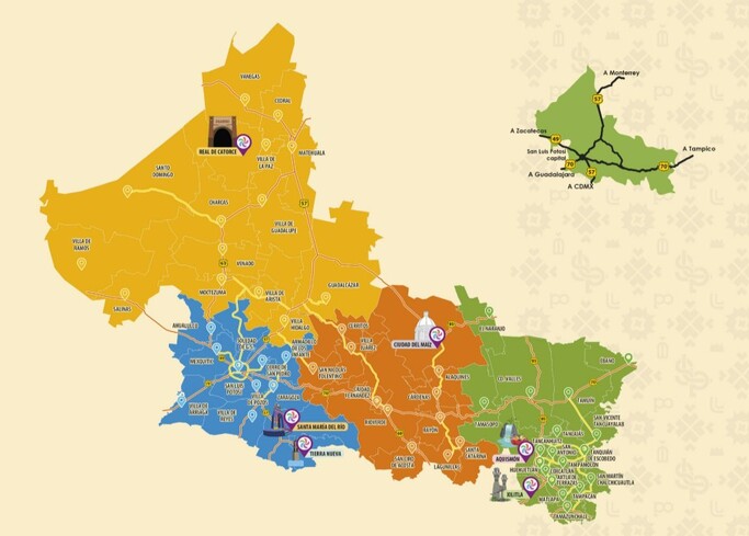 Zonas de la Huasteca Potosina: Norte, Centro y Sur